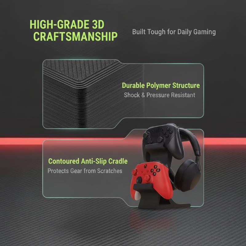 Gaming Accessories Rack - Universal Dual Game Controller Headphone Stand